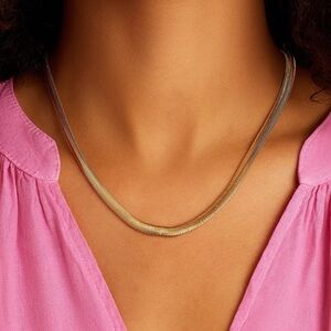 Gorjana New 18k Gold Plated Brass Harlow Subtle Statement‎ Necklace Edgy Glam